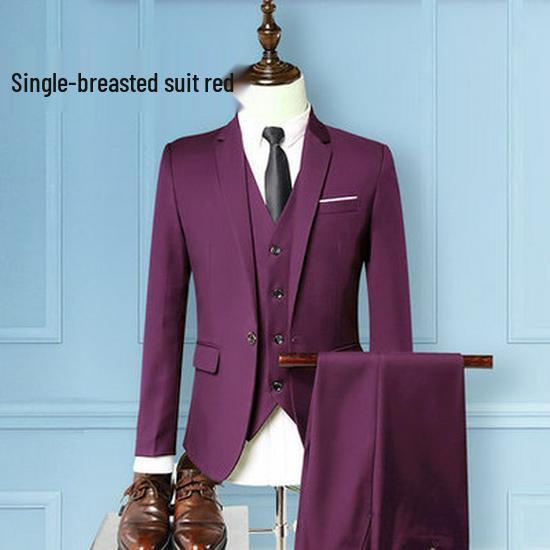 Men's Korean Style Business Suit: Three-Piece Trendy Casual Groomsmen Outfit