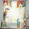 Toucan Flower Fruit Tropical Pineapple Map Tulle Curtain For Living Room Bedroom Modern Sheer Curtains Decor Window Treatment