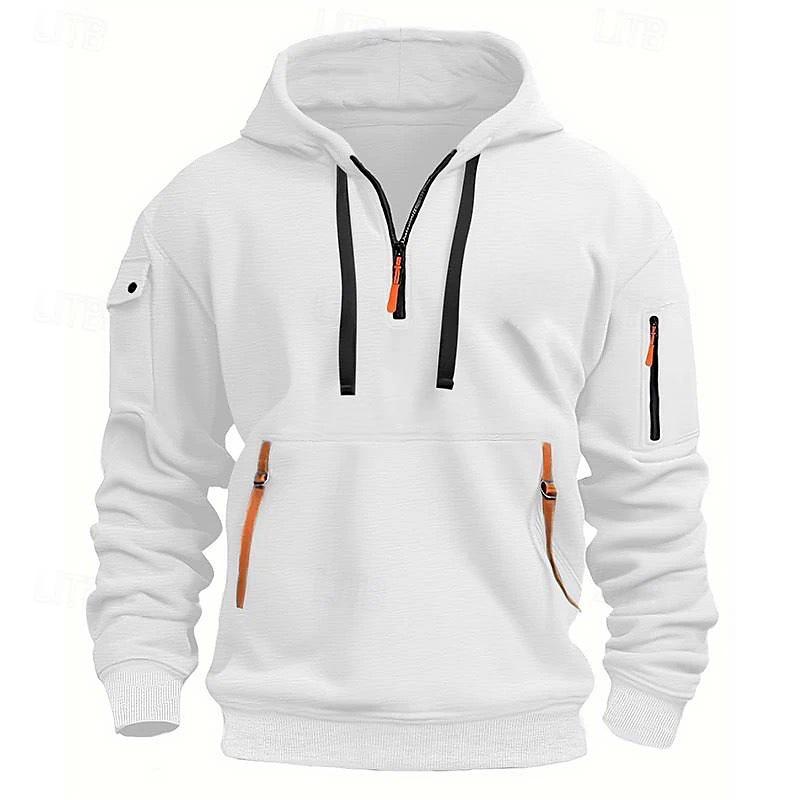 Unisex Trendy V-neck Zipper Fleece Hoodie - 220g Thickened Warm Autumn/Winter 2024 Collection