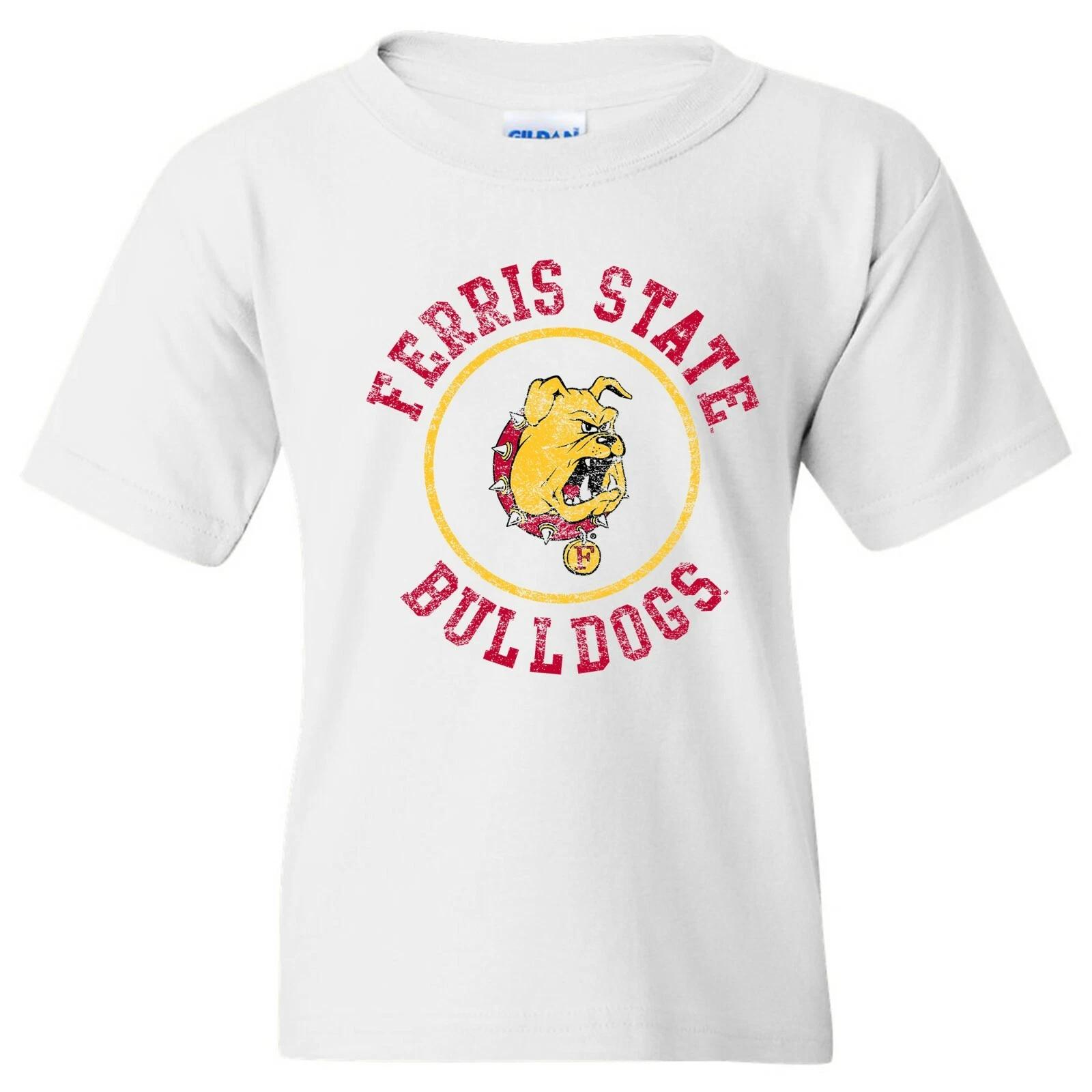 Ferris State University Bulldogs Distressed Circle Logo Youth Tee - White 3XL