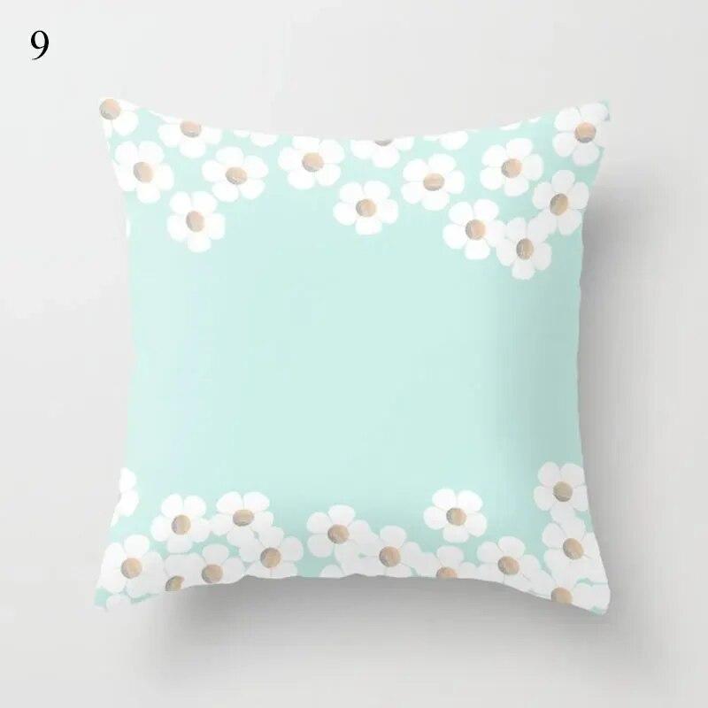 45x45cm Fresh Mint Green Geometric Animal Love Pillowcase Comfortable Sofa Car Seat Cushion Cover Room Aesthetic Home Decor