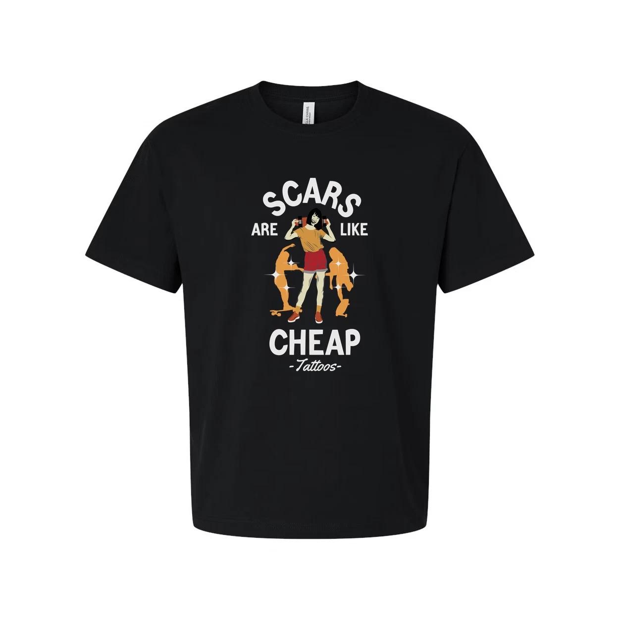 

Unisex Graphic T Shirt With Scars Are Like Cheap Tattoos And Skateboard Art Urba 2XL