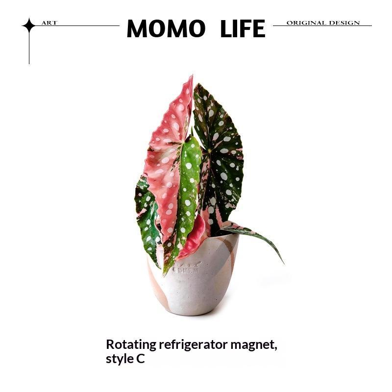 New Rotatable Mini Artificial Plant Fridge Magnets Realistic Leaf Design For Home Kitchen Office Decor