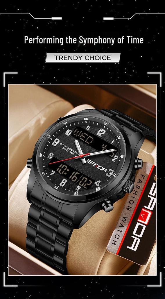 SANDA Multifunctional Luminous Student Watch - Classic, Fashionable, Waterproof with Timer & Alarm.