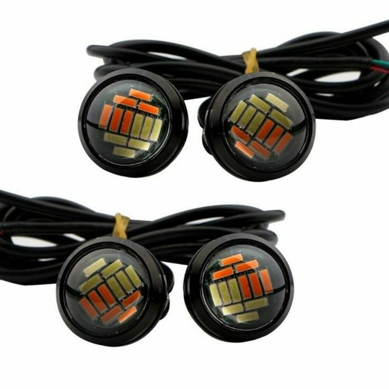 4Pcs 12V-15W 2-in-1 White+Yellow LED Car Auto Signal Lamp Turn Signal Side Light Tail Light For DRL Daytime Running Lights