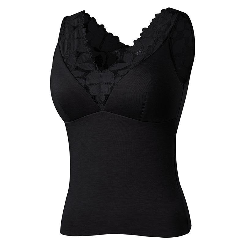 Women's Silk Warm Vest: Thickened Mulberry Silk, Brushed, Lace Top for Autumn/Winter