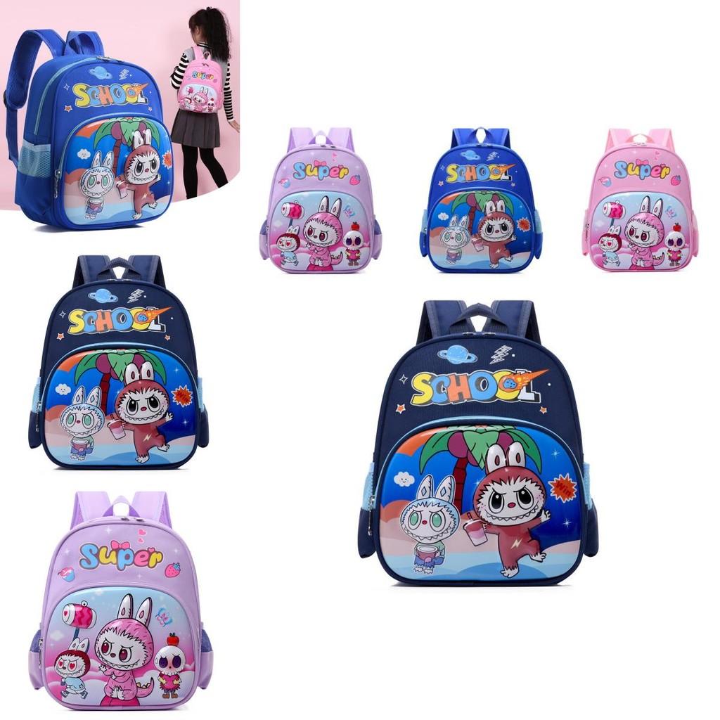 Charming Unisex Preschool Backpack In Pink Blue And Green With Cute Patterns