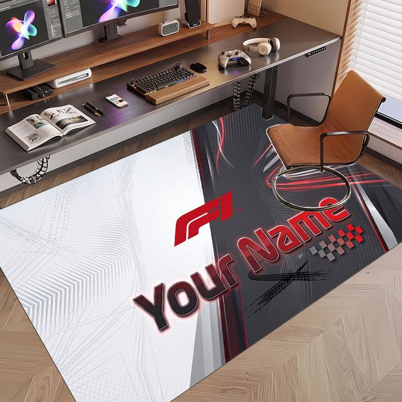 Custom Rug F1 Pattern Print Name Text Soft Non‑Slip Floor Carpet for Home Indoor Decoration