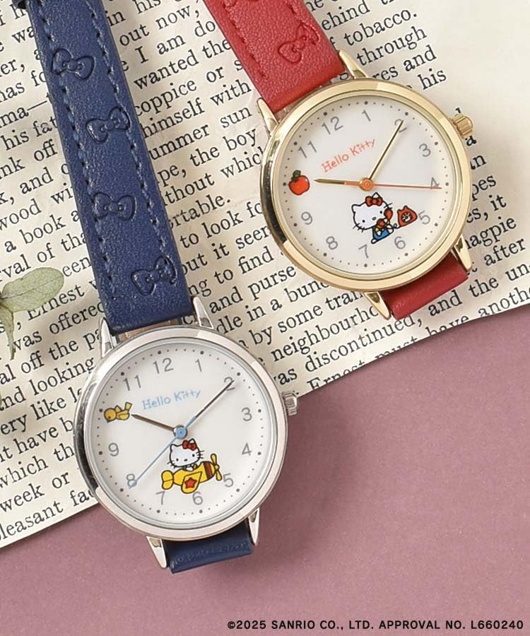 Bleu Bleuet Hello Kitty Ribbon Embossed Watch (Red)