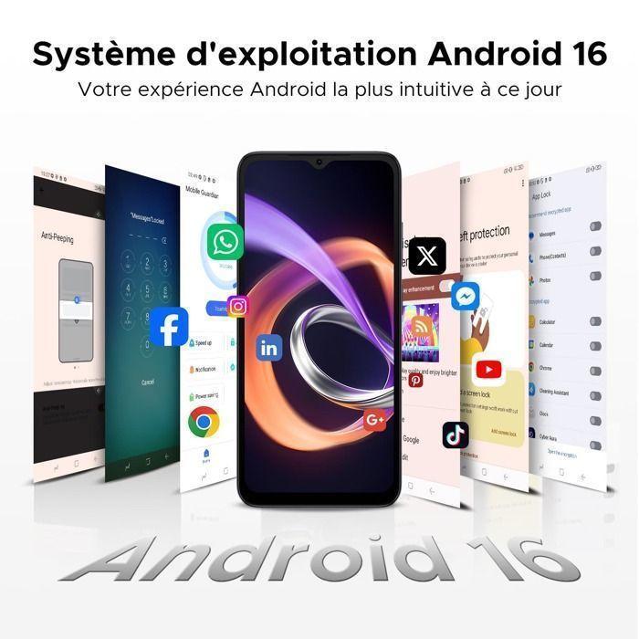 Refurbished - DOOGEE Note56 Plus Smartphone - Android 16 Gemini AI, 48GB+256GB, 6150mAh Batterie Silicium-Carbone, 50MP, 8.45mm - Couleur Primaire