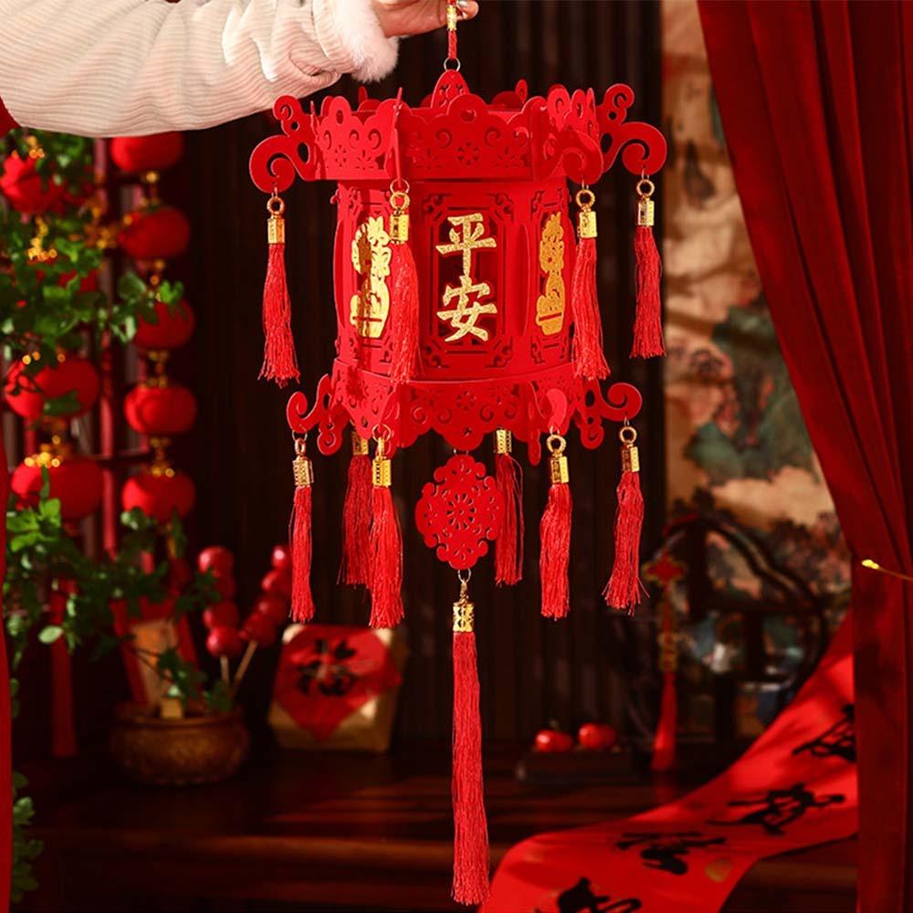 Flocking Spring Festival Lantern Pendant Traditional Fu Character Lantern  New Year Gift