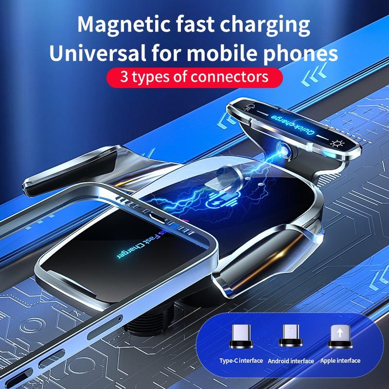 Smart Auto-Sensing Wireless Charger Car Phone Holder Vent Mount With 15W Fast Charging Magnetic