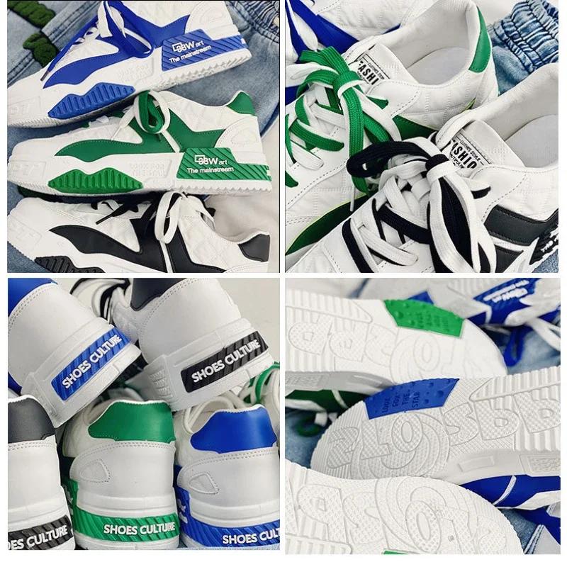fashion Designer Shoes  Men Casual Platform Sneakes Two-tone Lace Up Trainers Fashion Student Sneakes Mens Vulcanized Tenis Masculino544