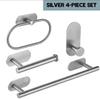 304 Stainless Steel Punch-Free Bathroom Set: Towel Rack, Tissue Holder, Robe & Hat Hook (4 Pieces)