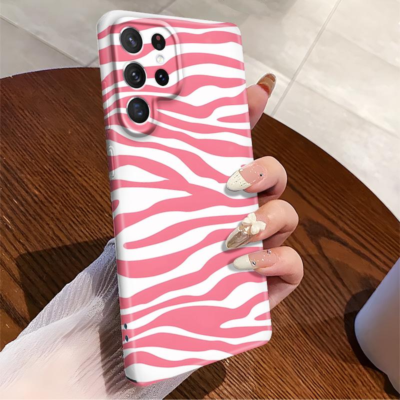 High-value pink and white stripes are suitable for Samsung Galaxys25 mobile phone case women's s22 + hot-selling s24 film