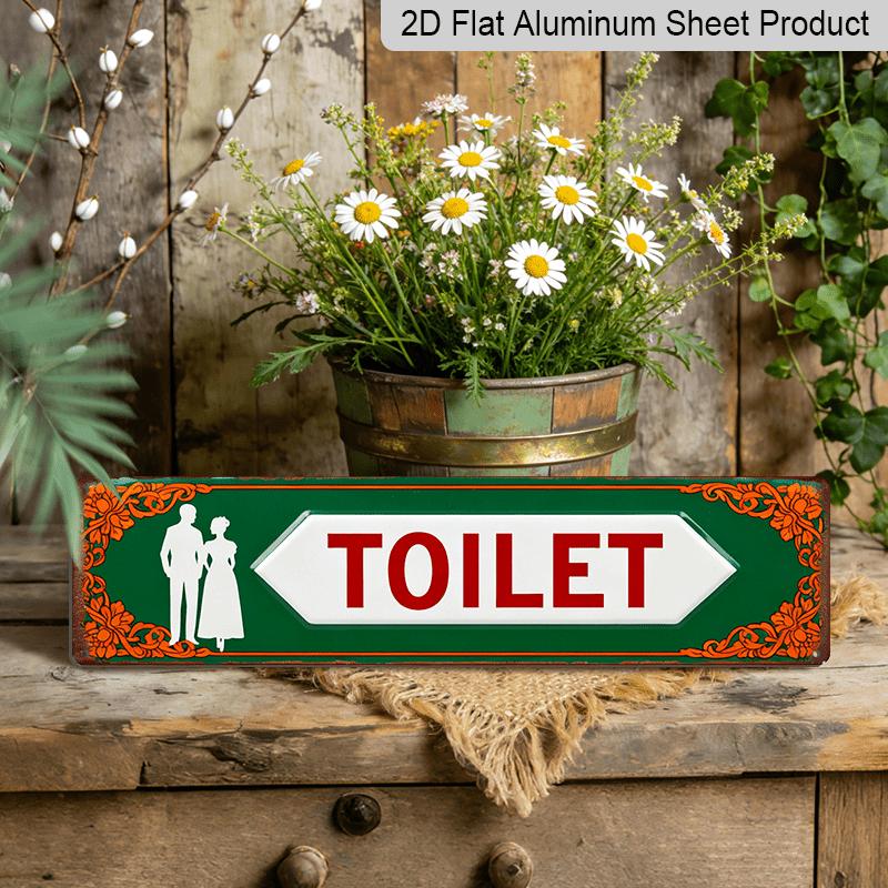 2D FLAT, 1pc Retro Metal Sign, Bathroom Use, Wall-mounted Aluminum Decorative Sign, 3.9x15.7 Inches, Classic Design with Male and Female Silhouettes