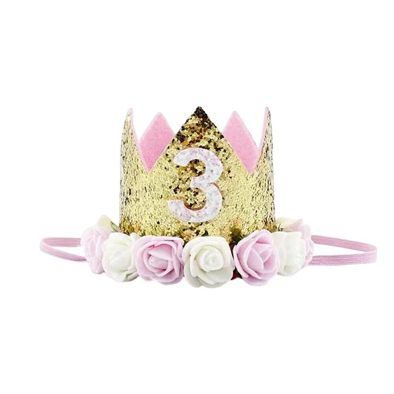 1-7 Year Old Baby Shower 1 Year Old Birthday Kids Shower Party Supplies Baby Birthday Party Crown Princess Crown Headband