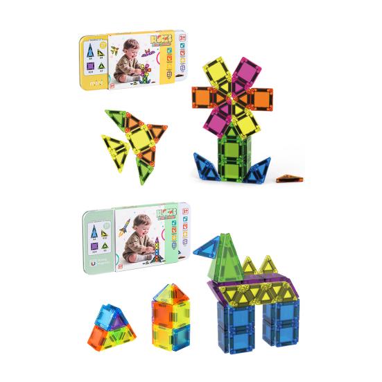 29/50Pcs/Set Colorful Magnetic Tile Kit Clear Geometric Shape Building Block Magnet Preschool Educational