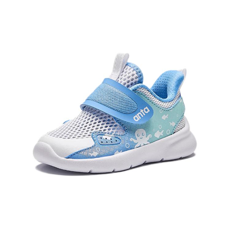 Anta Comfortable Simple Non-Slip Shock Absorbing Low-Top Walking Shoes Baby Shoes White Blue 312420006-2