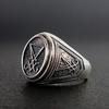 Vintage Gothic Lucifer Signet Ring Punk Stainless Steel Seal Ring for Men Women Pagan Jewelry Gift