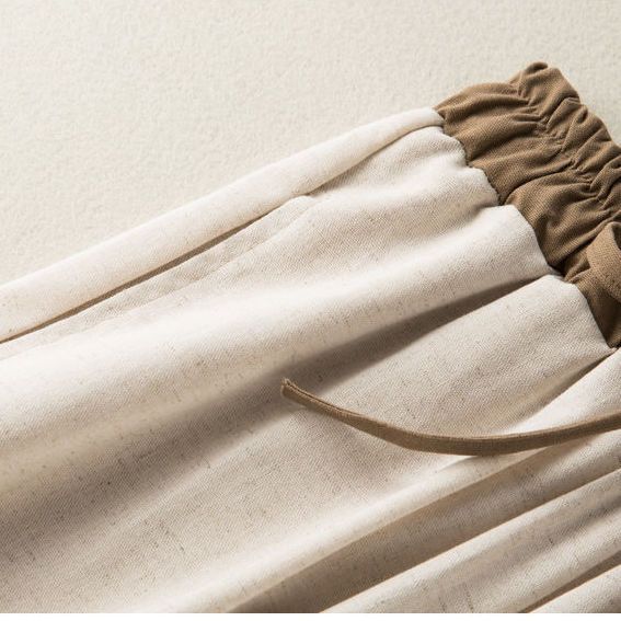 Harem Casual Pants Women's Summer Frog Button Color Block Drawstring Elastic Waist Slimming Ankle Tie Nine-Tenths Pants