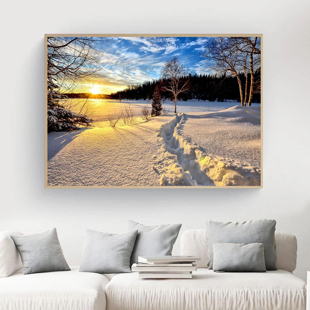 Winterlandschap Meer Foto's Canvas Schilderij Muurkunst Sneeuw Posters en Prints Muurkunst voor Woonkamer Home Decor Cuadros