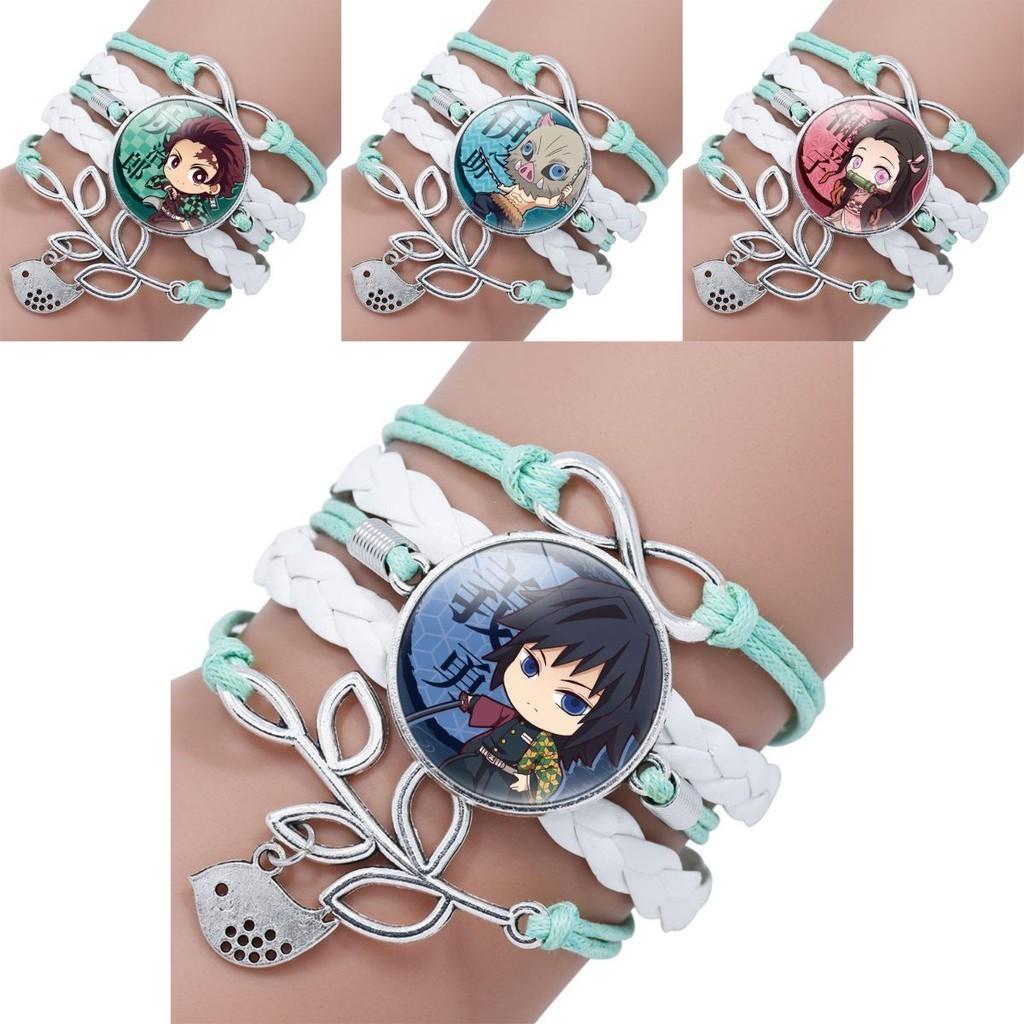 Fashionable Demon Slayer Nezuko Bracelet Mixed Materials With Plated Finish