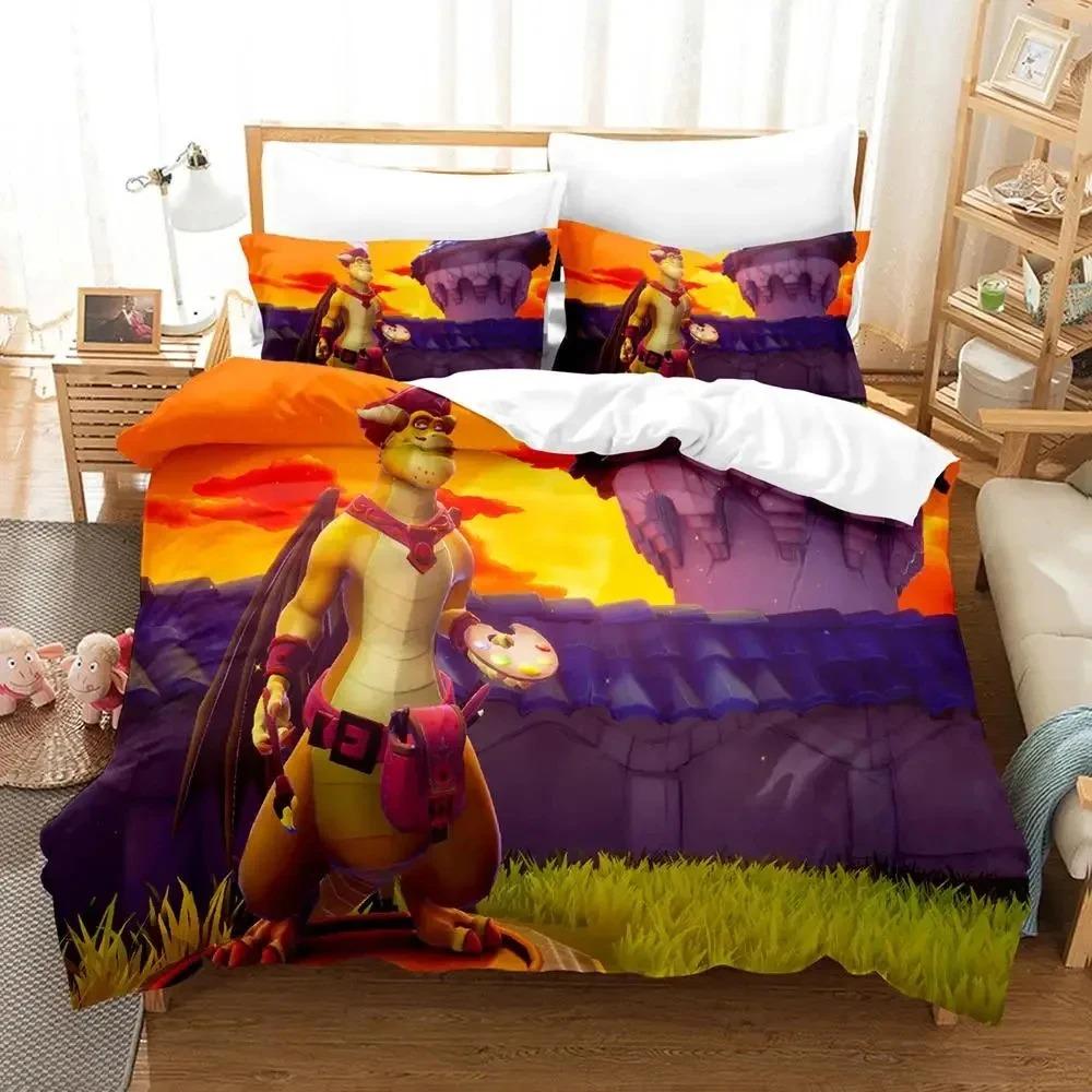 Spyro Reignited Triology Beddengoedset voor Volwassenen Jongens Dekbedovertrek Bedset Eenpersoons Twin Volledig Queen beddengoedset Zacht en comfortabel