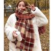 New Korean Style Autumn and Winter Plaid Double Sided Red Scarf Versatile Thickened Warm Scarf  Versatile Double Faced Scarf for Men