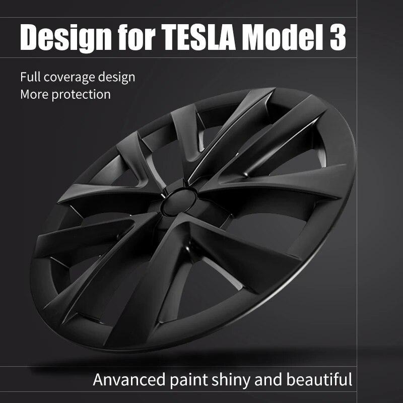 4PCS Hubcaps Design for Tesla Model 3 Full Rim Cover 2023 18 Inch Arachnid Wheel Cover Performance Replacement Car Accessories