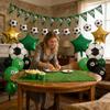 Soccer Themed Party Decorations Set with Balloons Banner Foil Stars and Soccer Ball Print Stickers for Birthday Event Celebration