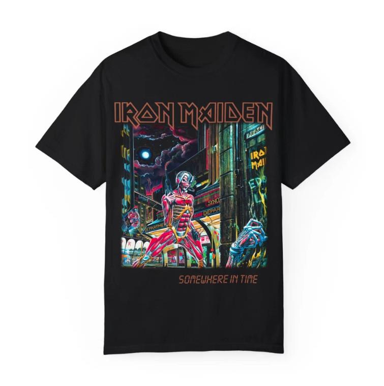 

Time Traveler Rock Shirt - Unisex Vintage Band Tee (Double Sided Print) XL