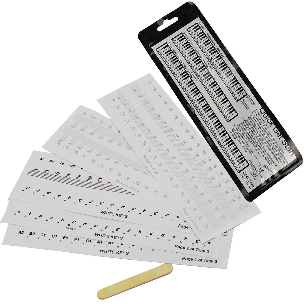 Transparent Piano Stickers for 54, 61, 88 Keys - Solfège Notes, Jianpu & Pitch Indicators чёрный