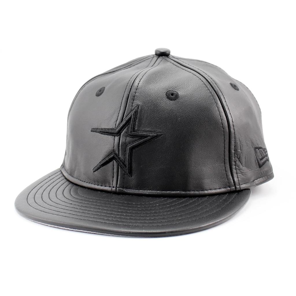 New Era Cap RC9FIFTY Strapback Houston Astros MLB GENUINE LEATHER RETRO CROWN STRAPBACK CAP BLACKOUT HOUSTON ASTROS [Used]