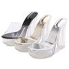 Women Platform Crystal High Thick Heel Sandals Transparent Slide Sandals for Office Nightclub Party Banquet Host Mode Catwalk