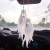 Feather Mirror Car Pendant for Girls Lucky Ornament Hanging Charm Home Decor Car Interior Accessories