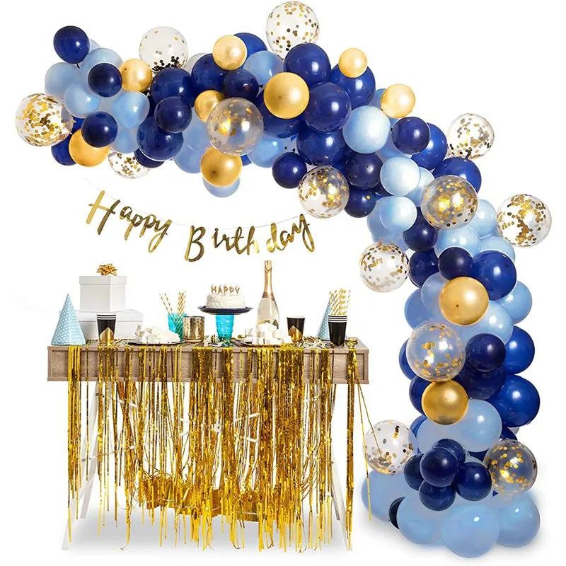 Blau Metallic Luftballongirlande Set Goldener Luftballonbogen Geburtstagsparty Dekoration Hochzeit Geburtstag Taufe