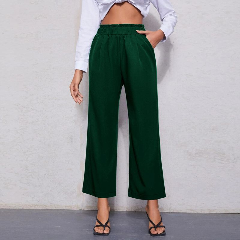 

2022 Simple Waist Straight Nine Points All-match Casual Pant Green XS