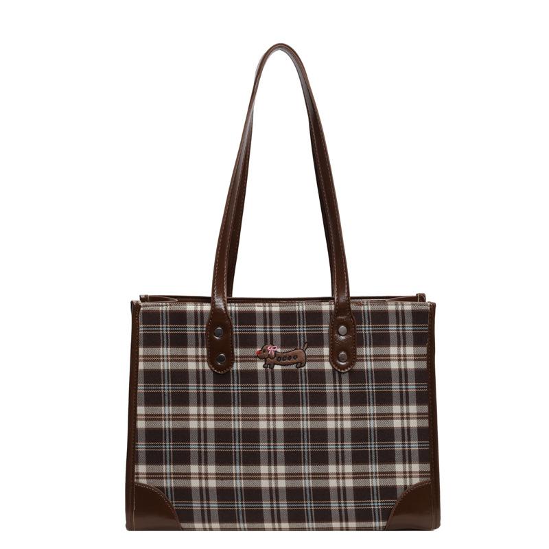 Korean version of college style tote bag 2025 autumn new contrasting stripes large-capacity tote bag fashionable and simple women's bag