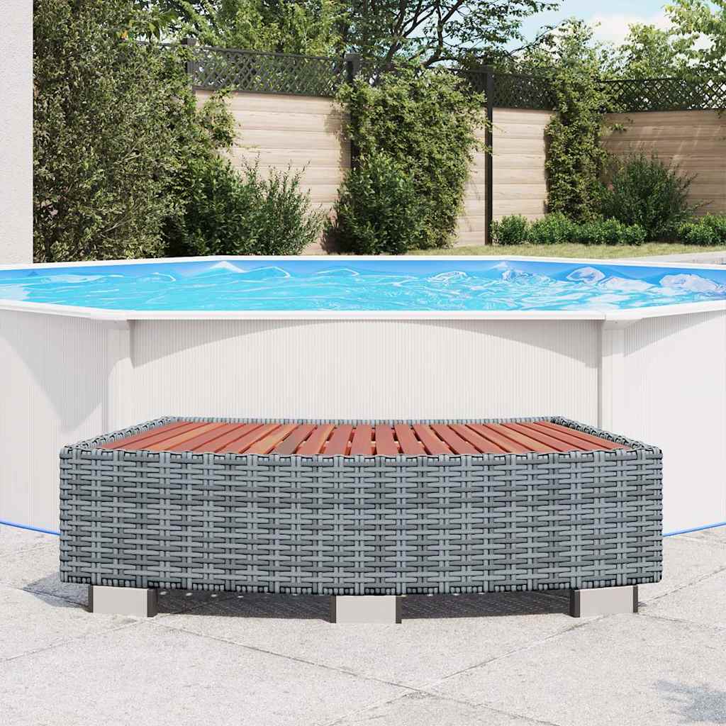 vidaXL Spa-Einstiegsstufe Grau Poly Rattan 92×45×25 cm