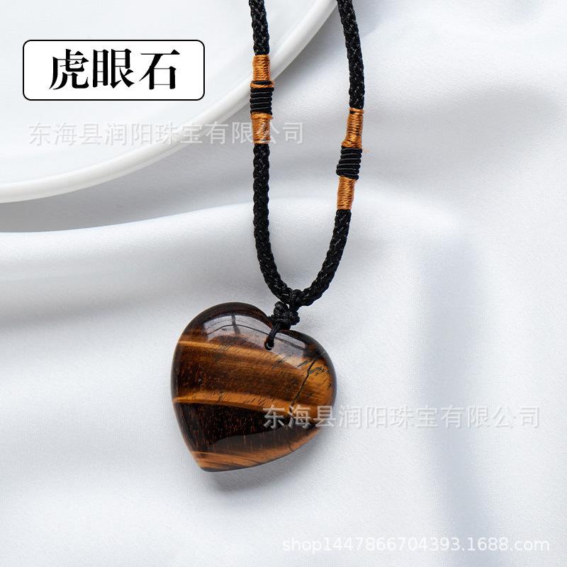 Natürlicher Kristall Liebesanhänger, Achat Halbedelstein 3cm Pfirsichherz Halskette herzförmiger Schmuckanhänger, Fabrikmode