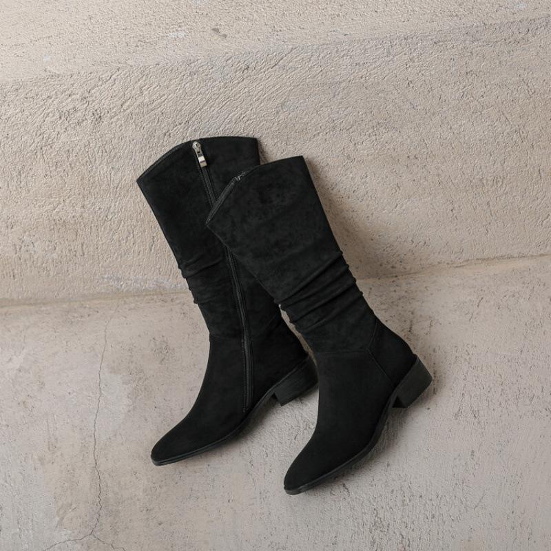 

Осень и Зима Женские Ботинки Мартин Замшевые Низкий Каблук Резиновая Подошва Большой Размер Женские Ботинки Удобная Боковая Молния Низкий Каблук Высокие Ботинки 39 чёрный