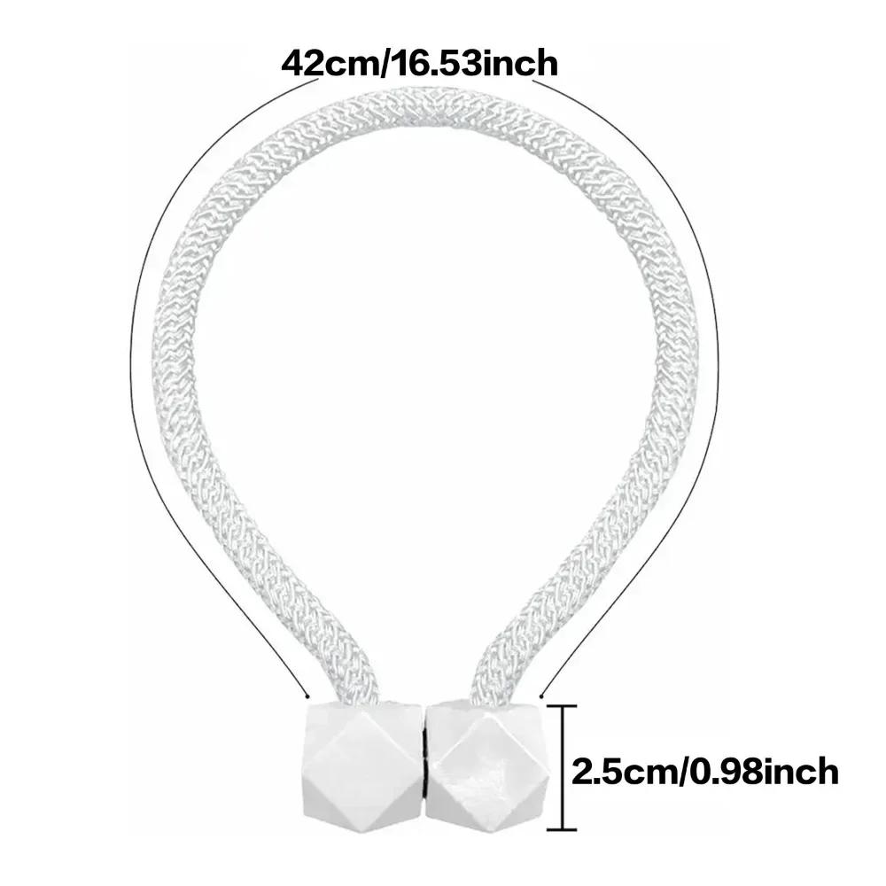 4pcs Magnetic Curtain Tiebacks Thick Rope Design Durable Plastic Holder for Bedroom Living Room Kitchen Window Decoration Accessory
