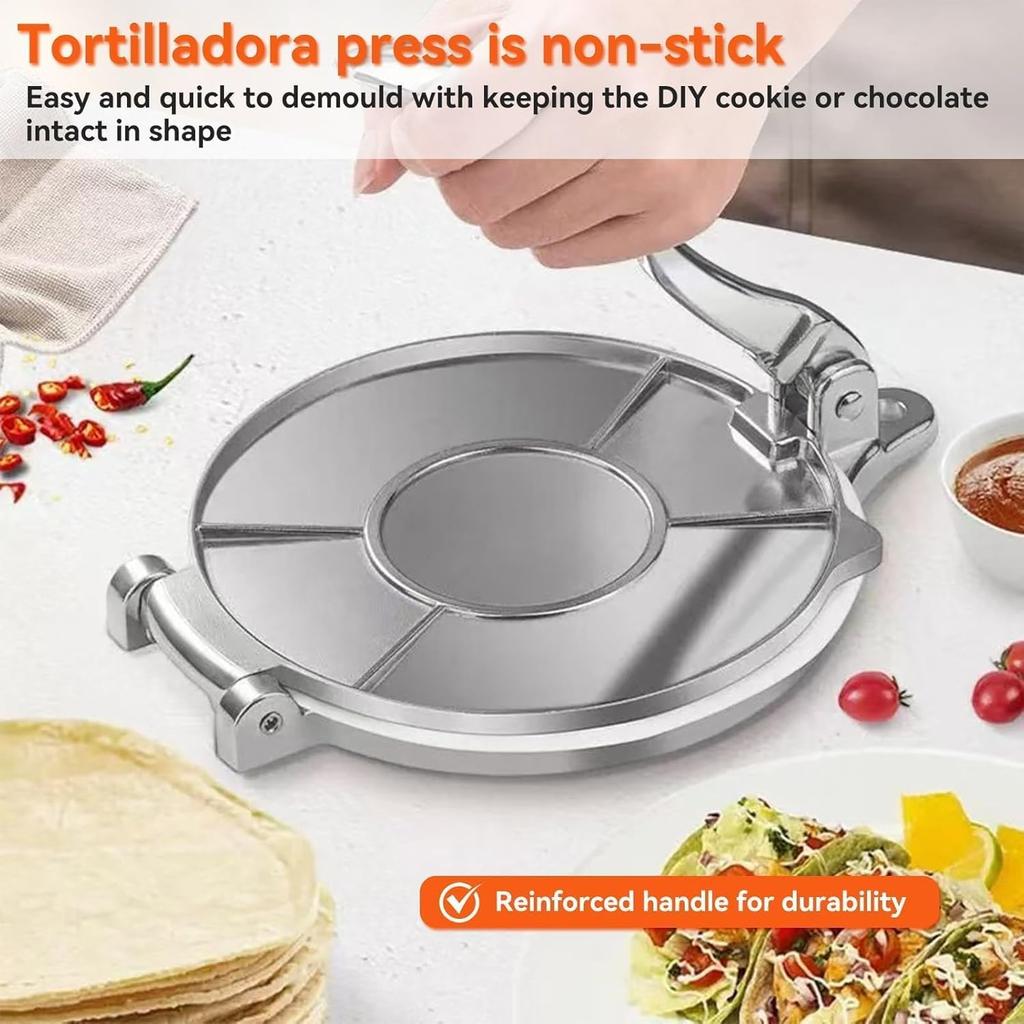 MZMSBAO Tortilla Press, Taco Press, Aluminum Tortilla Maker with Heat-Resistant Plate, Cooking Utensil, Homemade Tortilla Pie Dish, Egg Roll, Baking,