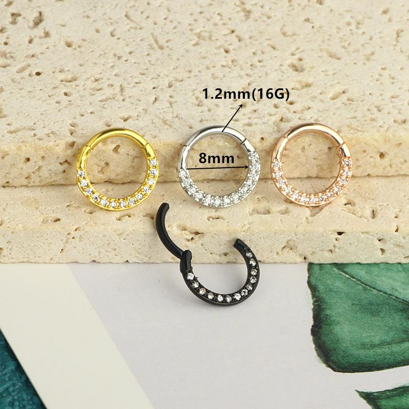 Stainless Steel Hoop Piercing Earring For Women Zircon CZ Cartilage Piercing Helix Daith Conch Tragus Rook Lobe Ear Ring Jewelry