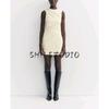 Spring New Women's Clothing French Ruched Silm Round Neck Short Sleeveless Dress 3067220 4772350