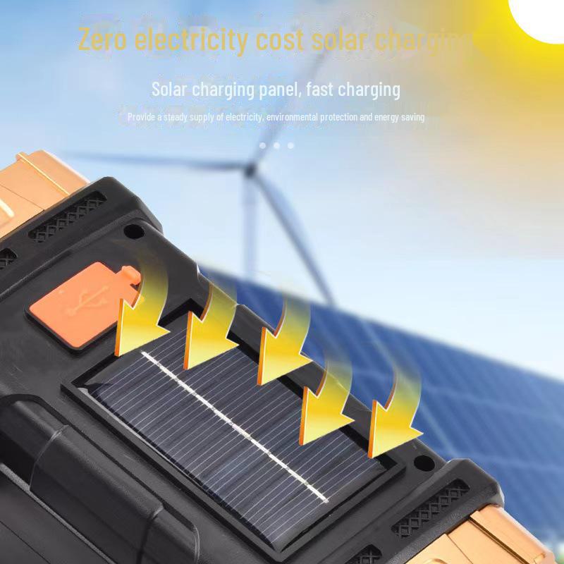 Rechargeable Solar Flashlight: Super Bright, Long Battery Life, Multi-Function Searchlight for Outdoor Emergency Use