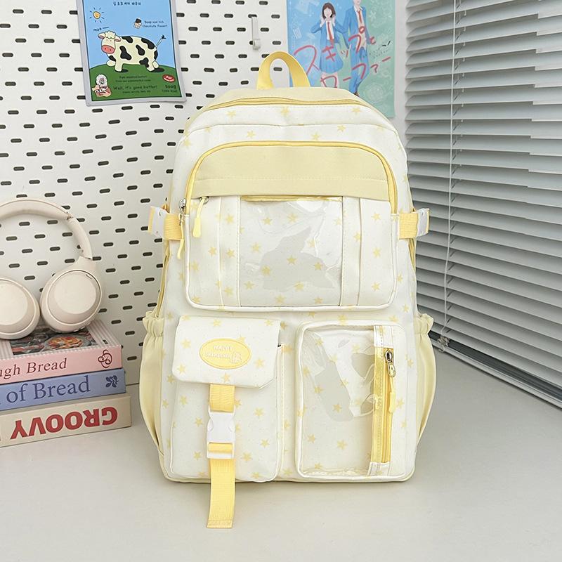 Schoolbag Japanese ins new high-value schoolbag sweet contrasting color splicing bar pain bag junior high school students lightweight backpack