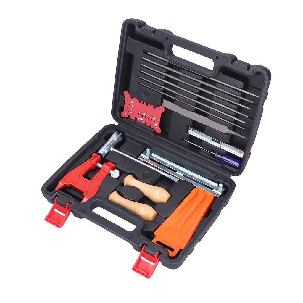 16PCS Chainsaw Chain Sharpening Kit Flat Round Files Handles Felling Wedge Set