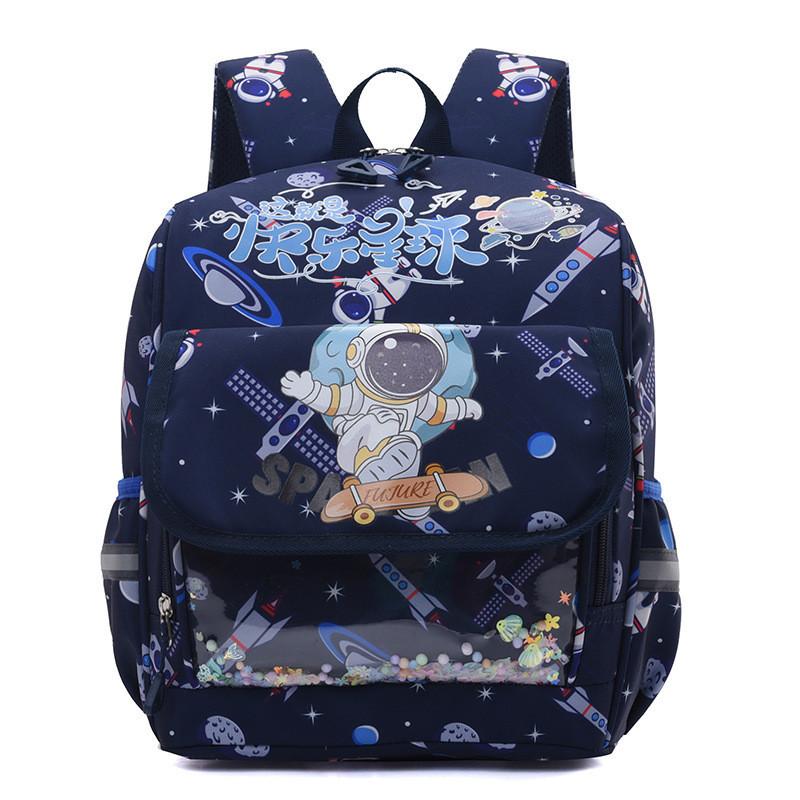 Lightweight Nylon Cartoon Kids School Bag Trendy Toddler Backpack For Boys And Girls Navy Sky Man